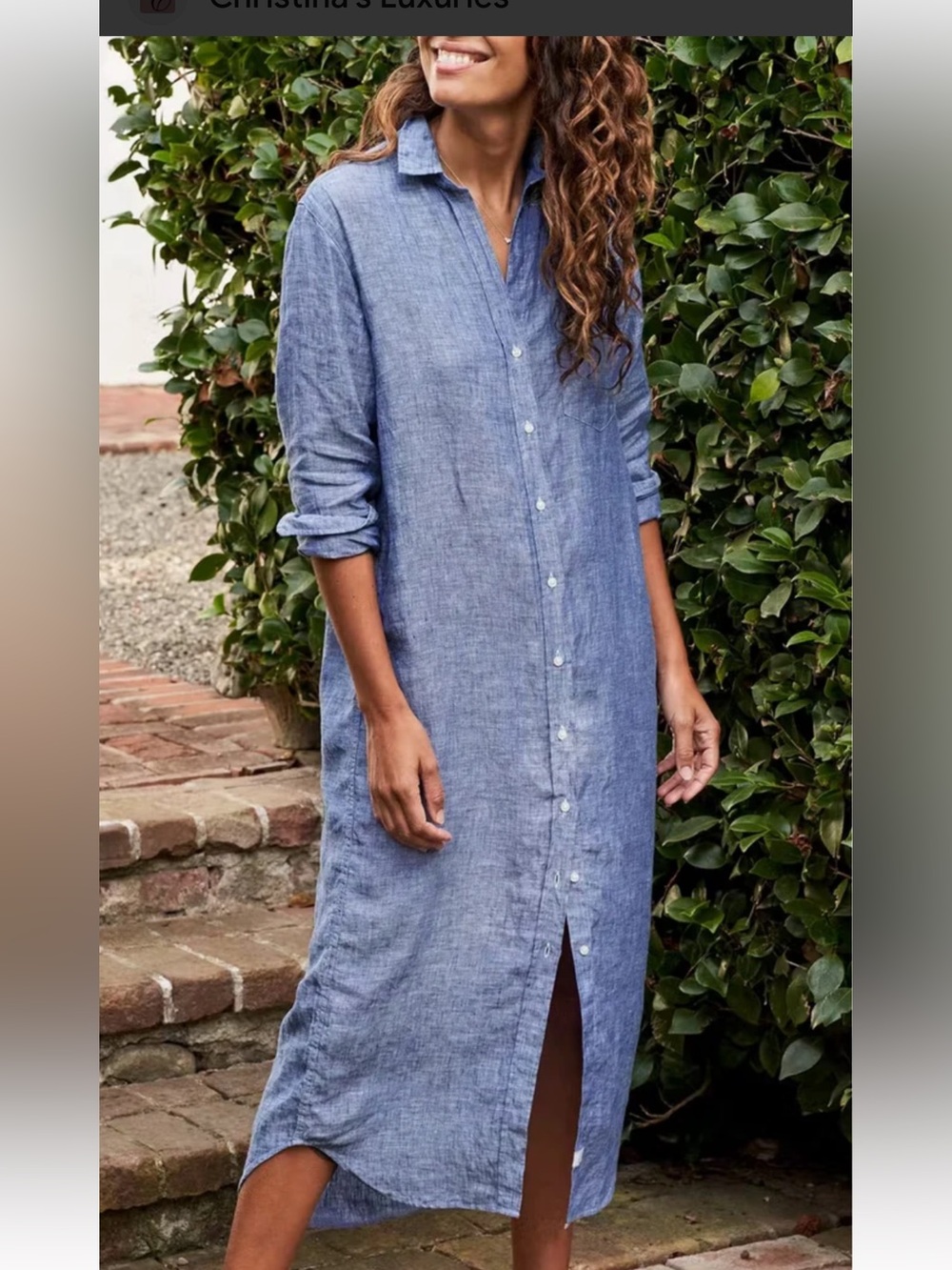 FRANK & EILEEN RORY DRESS 100% LINEN SIZE LARGE